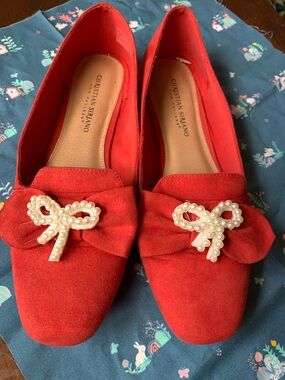Christian Siriano Women's Red Suede Loafers